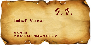 Imhof Vince névjegykártya